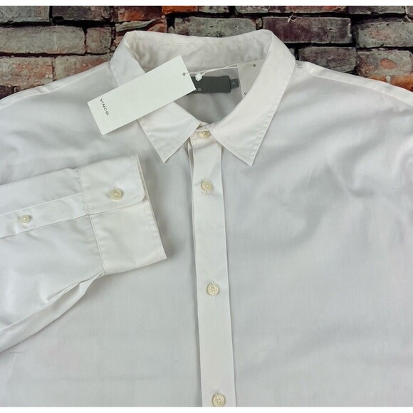 Vince Mens Reverse Placket Sport Button Up Shirt White Long Sleeve XL New - Picture 4 of 11